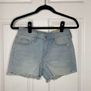 light wash denim shorts